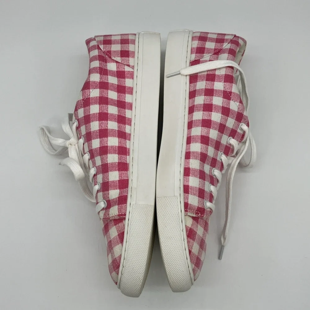 J.CREW Women's Sneakers‎ Gingham Pink & White Check Plaid Size 11 Preppy Coastal
